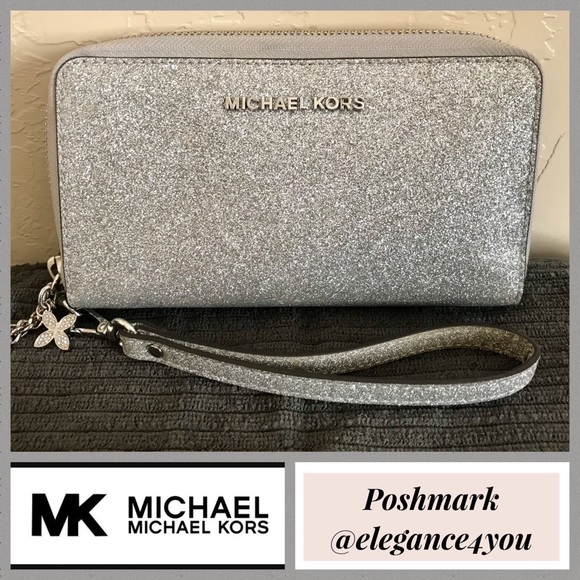 michael kors silver glitter wallet
